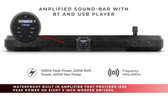 37" Marine Amplified with Bluetooth Sound Bar Speaker System 10 Speakers 1200 Watts - DS18