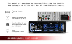Single-DIN Digital Media Receiver Mech-Less Player, Bluetooth, Dual USB ,7 Volt Preouts - DS18