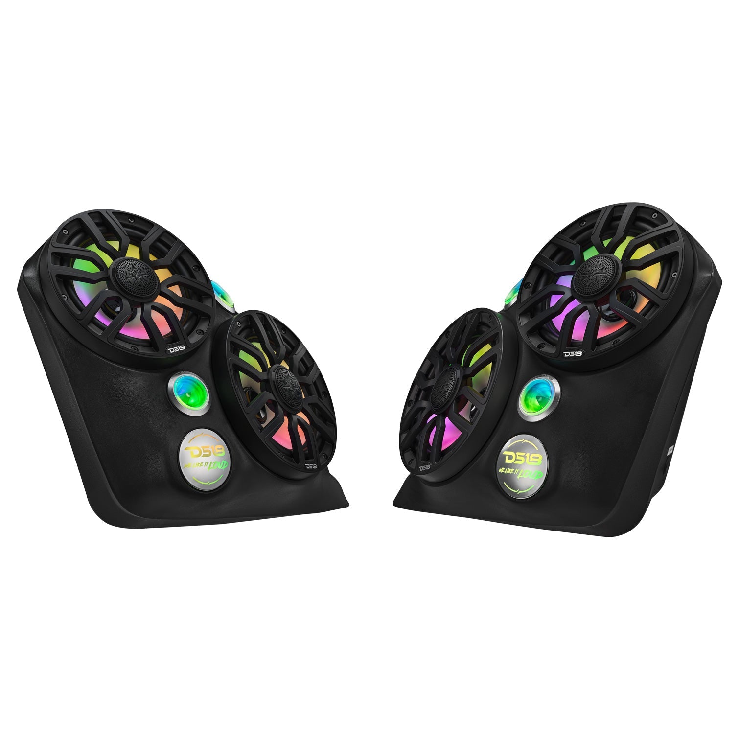 Polaris Slingshot Dual Front Fender 8” Loaded Speaker Pods with Digital LED Lighting - DS18