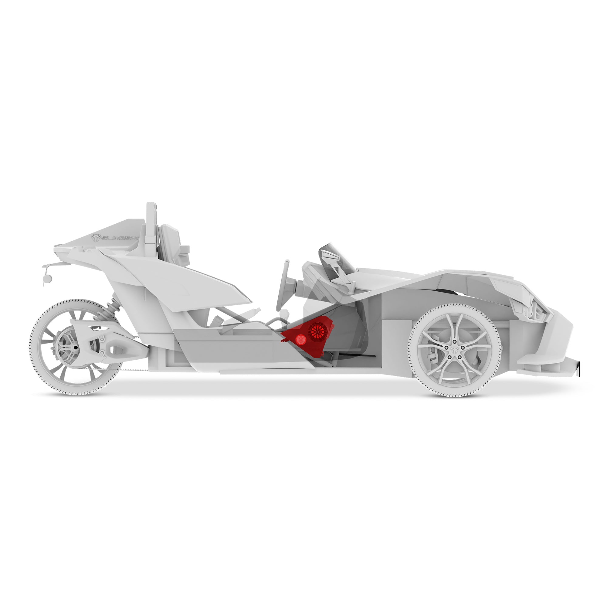 Polaris Slingshot Front Kick Panel Speaker Pods Loaded | 2 x NXL-IQ6/BK & 2 x PRO-TW1LD and Digital LED Lights | 2015