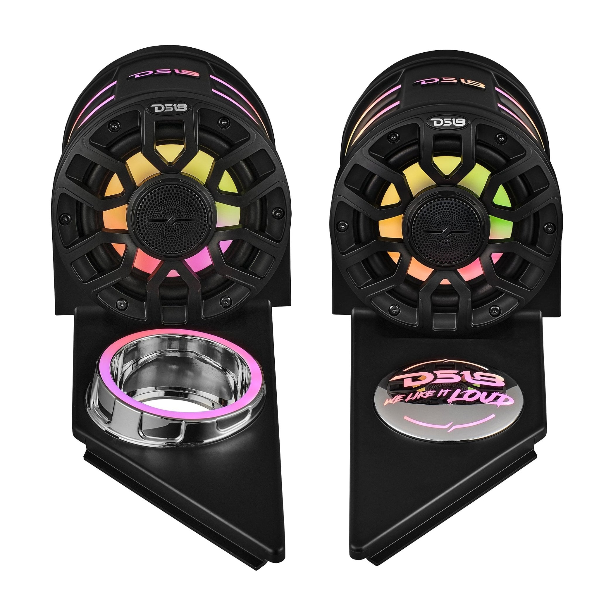 Polaris Slingshot Headrest Speaker Pods Loaded | 2 x NXL-IQ6/BK Speakers and Digital LED Lights | 2015 - Current - DS18