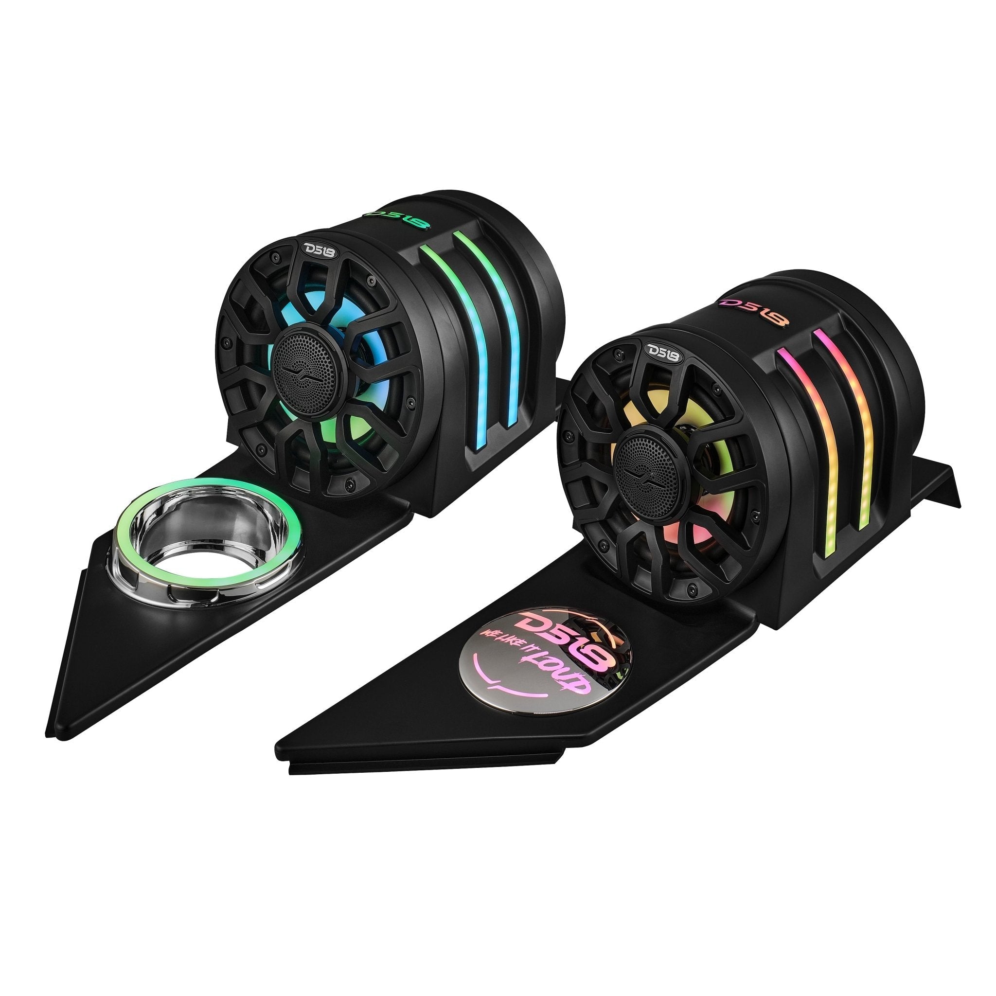 Polaris Slingshot Headrest Speaker Pods Loaded | 2 x NXL-IQ6/BK Speakers and Digital LED Lights | 2015 - Current - DS18