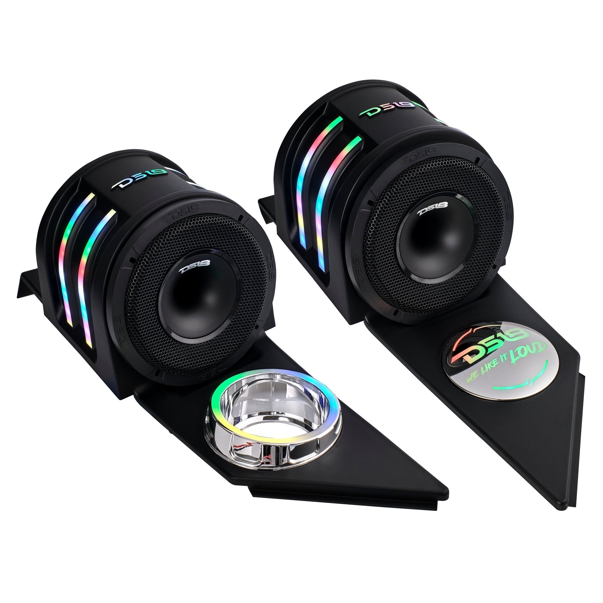 Polaris Slingshot Headrest Empty Enclosure With Digital LED Lights fits 4 x 6.5" Speakers | 2015 - Current - DS18