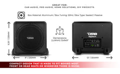 Dual 8" Loaded Amplified High End Aluminum Subwoofer Enclosure 300 Watts Rms - DS18