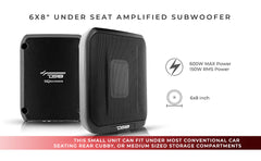 6X8" Amplified UnderSeat Subwoofer 150 Watts Rms - DS18