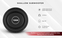 SRW Shallow-Mount 10" Subwoofer 200 Watts Rms SVC 4-Ohm - DS18