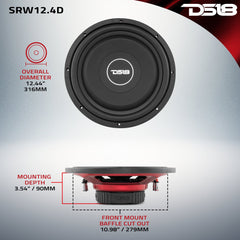 SRW Shallow-Mount 12" Subwoofer 220 Watts Rms DVC 4-Ohm - DS18