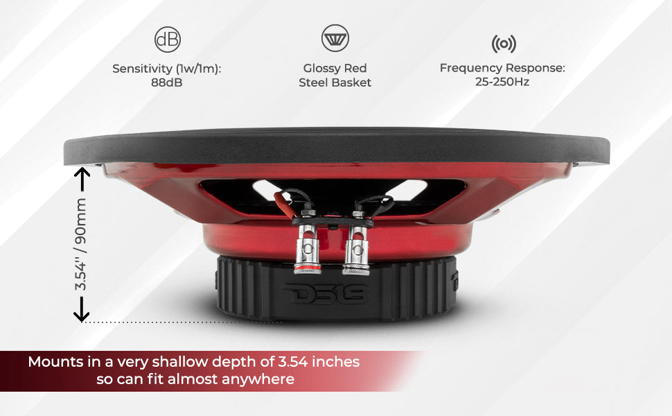 SRW Shallow-Mount 12" Subwoofer 220 Watts Rms SVC 4-Ohm - DS18