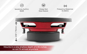 SRW Shallow-Mount 8" Subwoofer 150 Watts Rms DVC 4-Ohm - DS18
