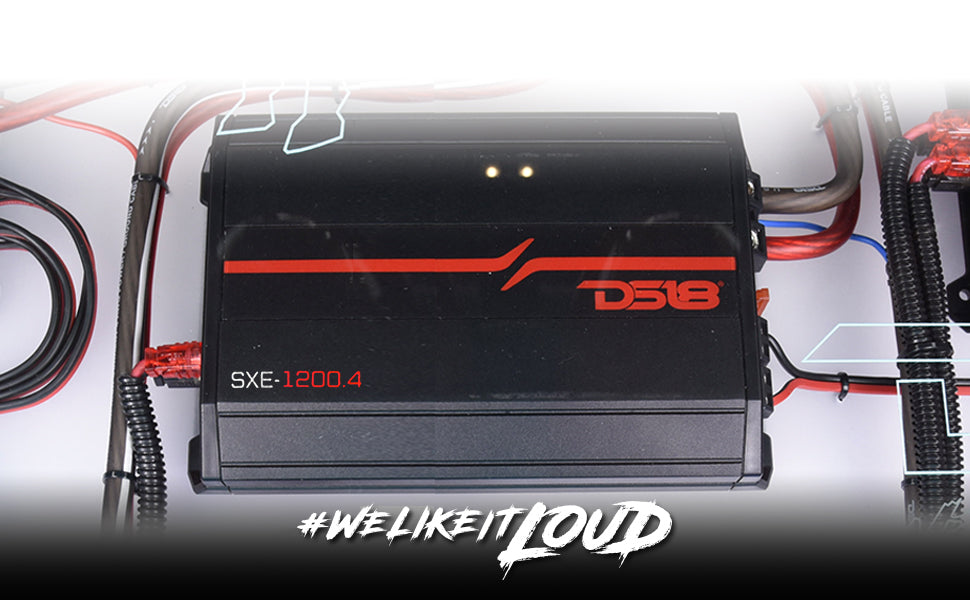 SXE Class A/B 4-Channel Full-Range Amplifier 4 x 60 RMS @ 4-Ohm 1200 Watts - DS18