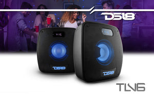TLV 6.5" Amplified With Battery Self Powered Party Speaker With RGB LED Lights Bluetooth and TWS 200 Watts - DS18