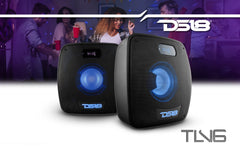 TLV 6.5" Amplified With Battery Self Powered Party Speaker With RGB LED Lights Bluetooth and TWS 200 Watts - DS18