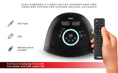TLV 6.5" Amplified With Battery Self Powered Party Speaker With RGB LED Lights Bluetooth and TWS 200 Watts - DS18