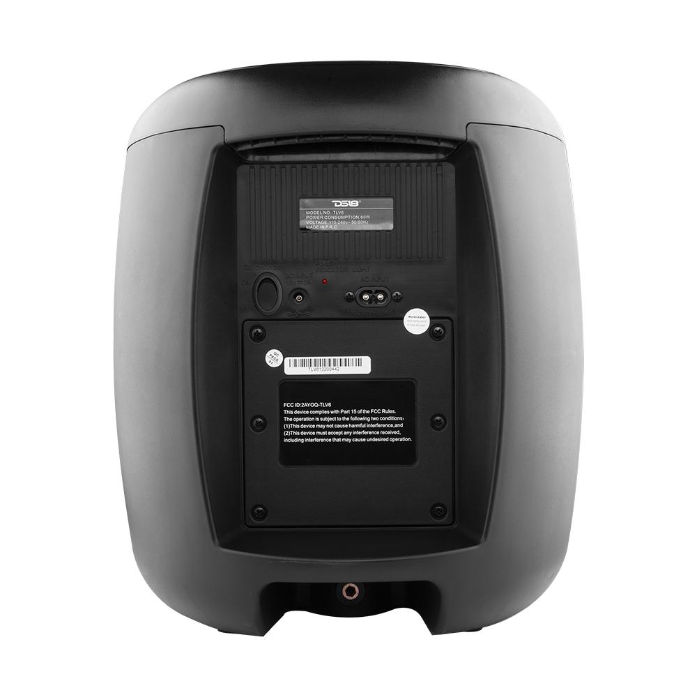 TLV 6.5" Amplified With Battery Self Powered Party Speaker With RGB LED Lights Bluetooth and TWS 200 Watts - DS18