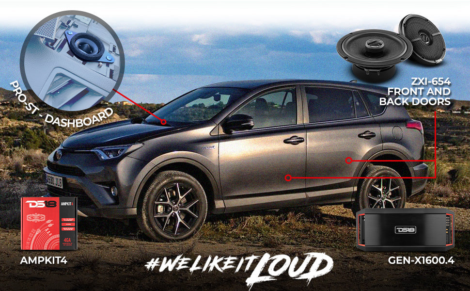 DS18 2014-2018 Toyota RAV4 Front and Back Doors Speakers Best Upgrade/Replacement Package 1600 Watts - DS18