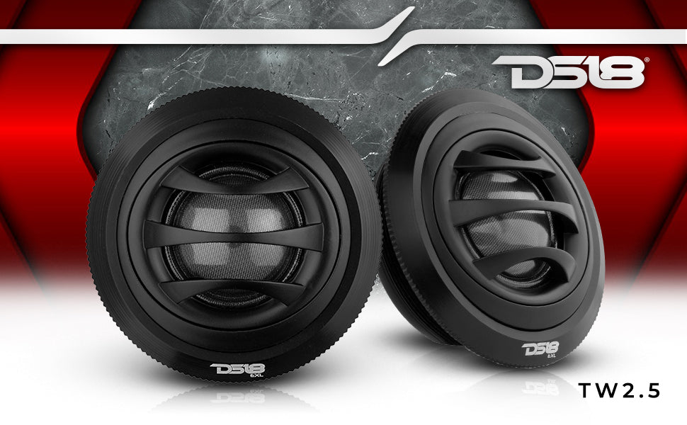 2.5" Dome Neodymium Tweeter with Aluminum Body 50 Watts 1" Silk 4-Ohm Vc - DS18