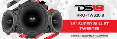 DS18 PRO-TW320.8 4" Super Tweeter with Bullet 8 Ohms (Single) - DS18