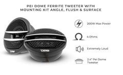 TX1 2" PEI Dome Ferrite Tweeter 0.5" VC 200 Watts - DS18