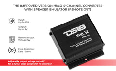 Hi/Lo Converter 4-Channel with Speaker Emulator (Remote out) - DS18