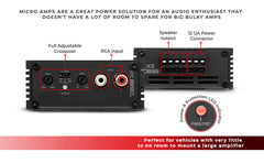 X 2-Channel Ultra Compact Class D Amplifier 2 x 140 Watts Rms @ 4-ohm - DS18