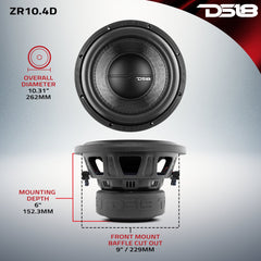 ZR 10" Subwoofer 700 Watts Rms DVC 4-Ohm - DS18