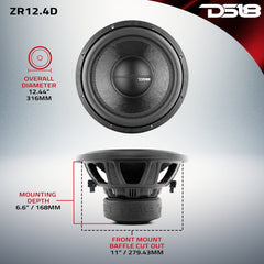 ZR 12" Subwoofer 750 Watts Rms DVC 4-Ohm - DS18