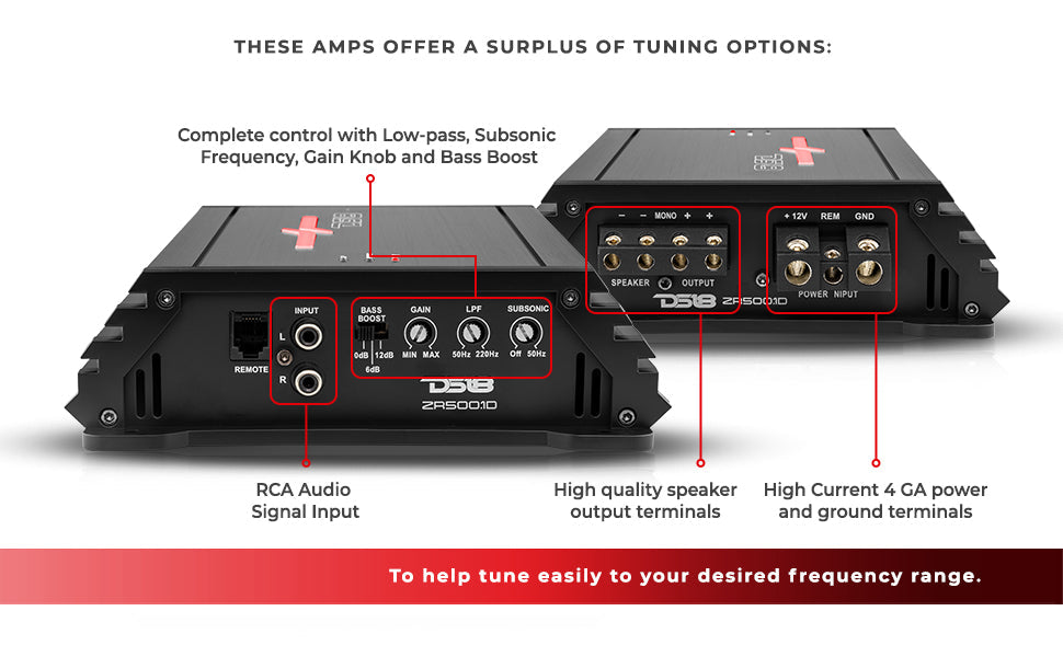ZR 1-Channel Class D Amplifier 500 Watts Rms @ 1-Ohm - DS18