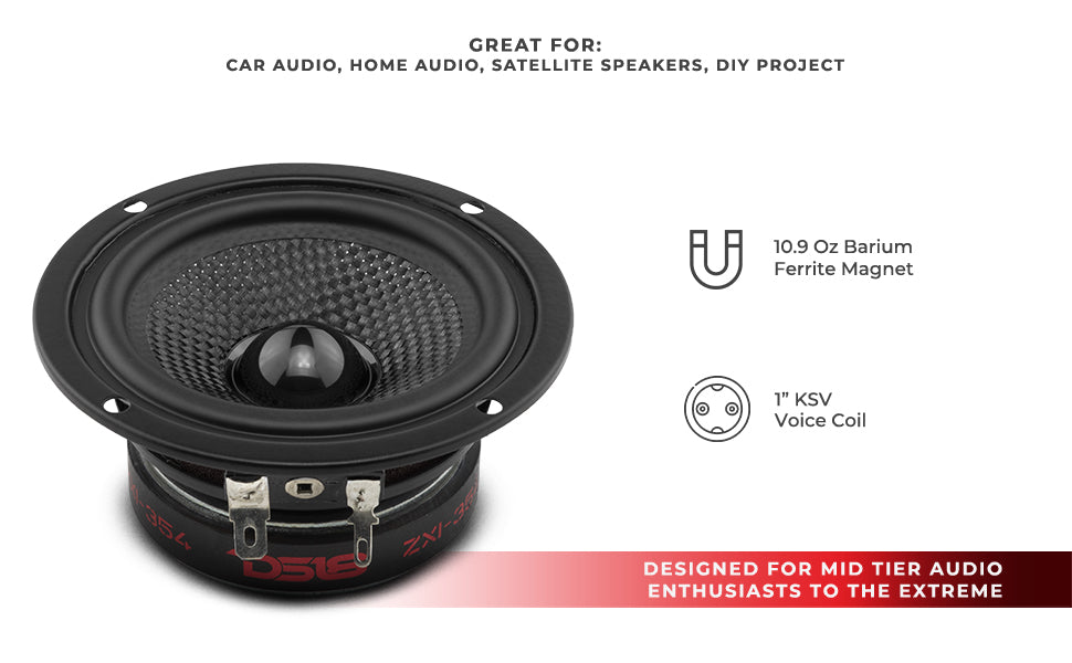 ZXI 3.5" Full-Range Speakers with Kevlar Cone | 40 Watts RMS 4-Ohm - DS18
