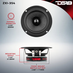 ZXI 3.5" Full-Range Speakers with Kevlar Cone | 40 Watts RMS 4-Ohm - DS18