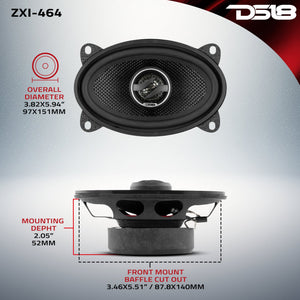 ZXI 4x6" 2-Way Coaxial Speakers with Kevlar Cone | 60 Watts RMS 4-Ohm - DS18