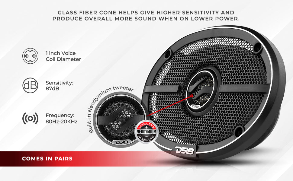 ZXI 4x6" 2-Way Coaxial Speakers with Kevlar Cone | 60 Watts RMS 4-Ohm - DS18