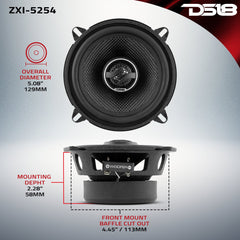ZXI 5.25" 2-Way Coaxial Speakers with Kevlar Cone | 60 Watts RMS 4-Ohm - DS18