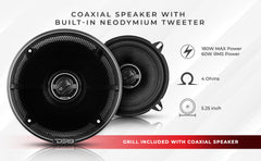 ZXI 5.25" 2-Way Coaxial Speakers with Kevlar Cone | 60 Watts RMS 4-Ohm - DS18