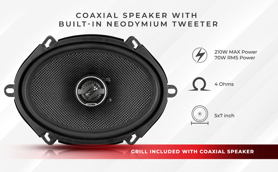 ZXI 5x7" 2-Way Coaxial Speakers with Kevlar Cone | 70 Watts Rms 4-Ohm - DS18