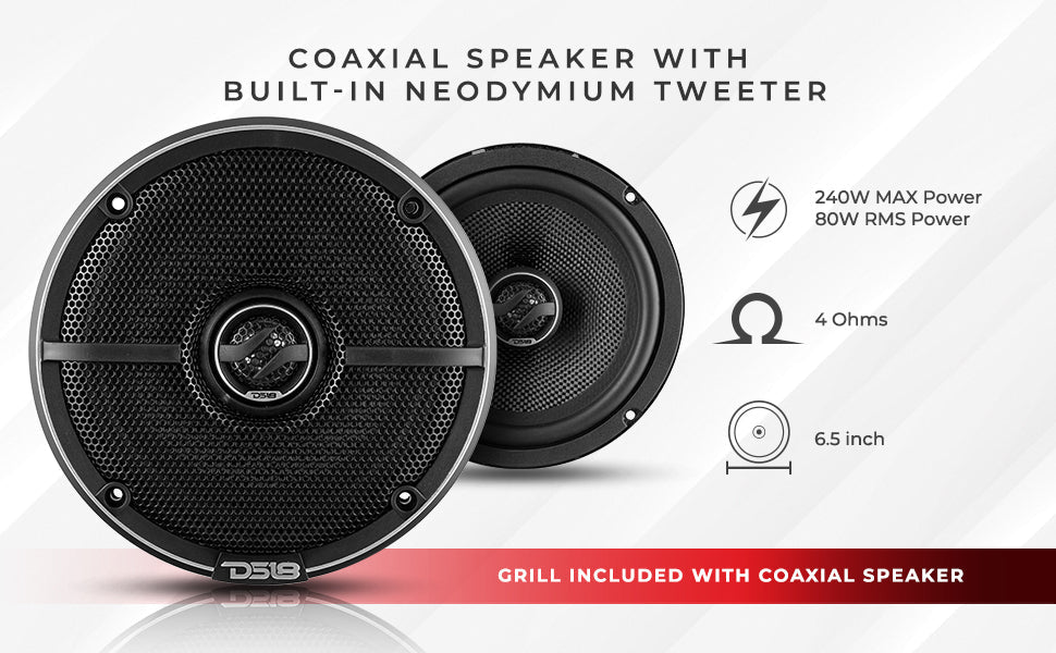 ZXI 6.5" 2-Way Coaxial Speakers with Kevlar Cone | 80W RMS 4-Ohm - DS18