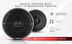 ZXI 6.5" 2-Way Coaxial Speakers with Kevlar Cone | 80W RMS 4-Ohm - DS18