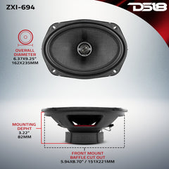 ZXi 6x9" 2-Way Coaxial Speakers with Kevlar Cone | 120W RMS 4-Ohm - DS18