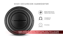 ZXI 10" High Excursion Subwoofer Quad Stacked Magnets | 800W RMS DVC 4-Ohm - DS18