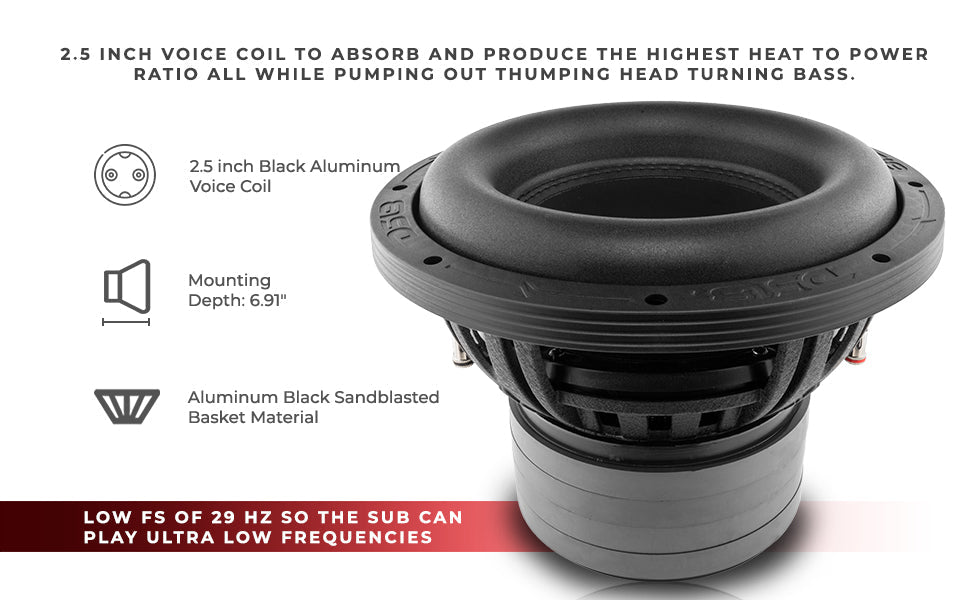 ZXI 10" High Excursion Subwoofer Quad Stacked Magnets | 800W RMS DVC 4-Ohm - DS18