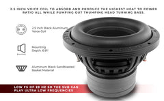 ZXI 10" High Excursion Subwoofer Quad Stacked Magnets | 800W RMS DVC 4-Ohm - DS18