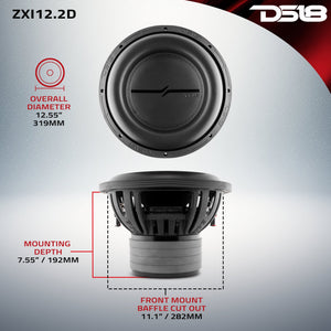 ZXI 12" High Excursion Subwoofer Quad Stacked Magnets | 1000W RMS DVC 2-Ohm - DS18