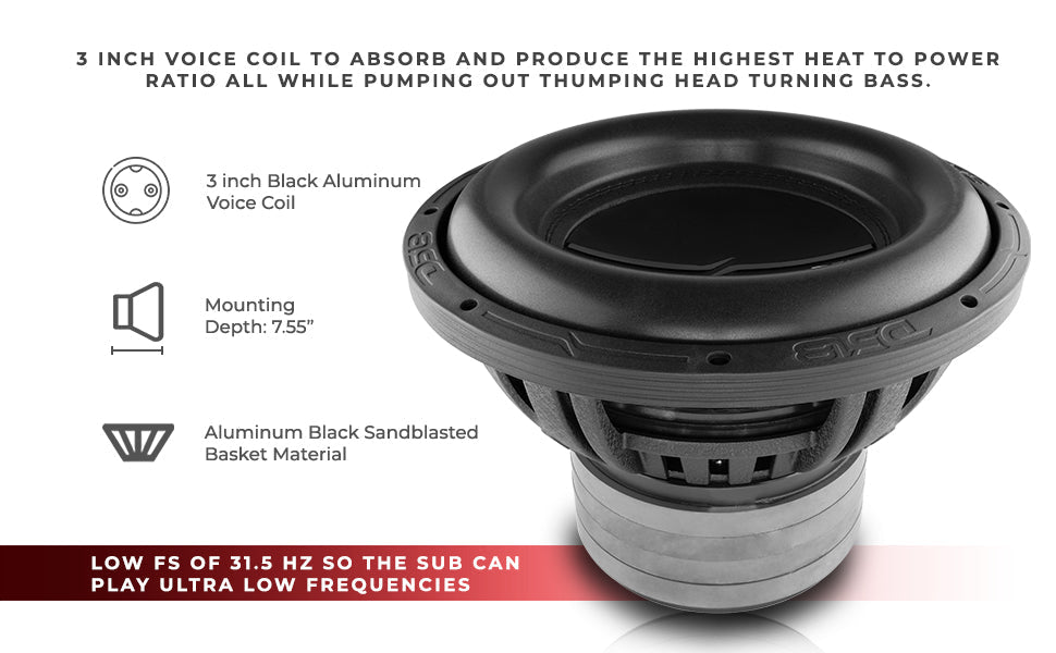 ZXI 12" High Excursion Subwoofer Quad Stacked Magnets | 1000W RMS DVC 4-Ohm - DS18
