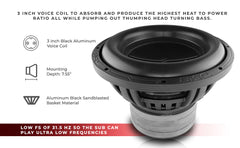ZXI 12" High Excursion Subwoofer Quad Stacked Magnets | 1000W RMS DVC 4-Ohm - DS18