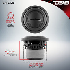 ZXI 6.5" High Excursion Subwoofer Quad Stacked Magnets 300 Watts Rms DVC 4-Ohm - DS18