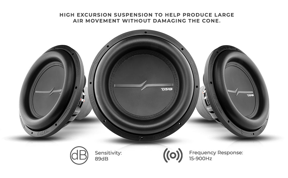 ZXI 15" High Excursion Subwoofer Quad Stacked Magnets | 1000W RMS DVC 2-Ohm - DS18
