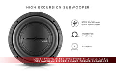 ZXI 6.5" High Excursion Subwoofer Quad Stacked Magnets 300 Watts Rms DVC 4-Ohm - DS18