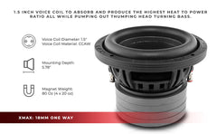 ZXI 6.5" High Excursion Subwoofer Quad Stacked Magnets 300 Watts Rms DVC 4-Ohm - DS18