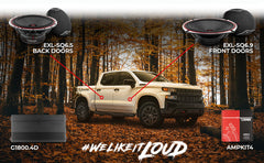 DS18 2016-2021 Chevy Silverado 1500 Crew and Extended Cab Front and Back Doors Speakers Better Upgrade/Replacement Package