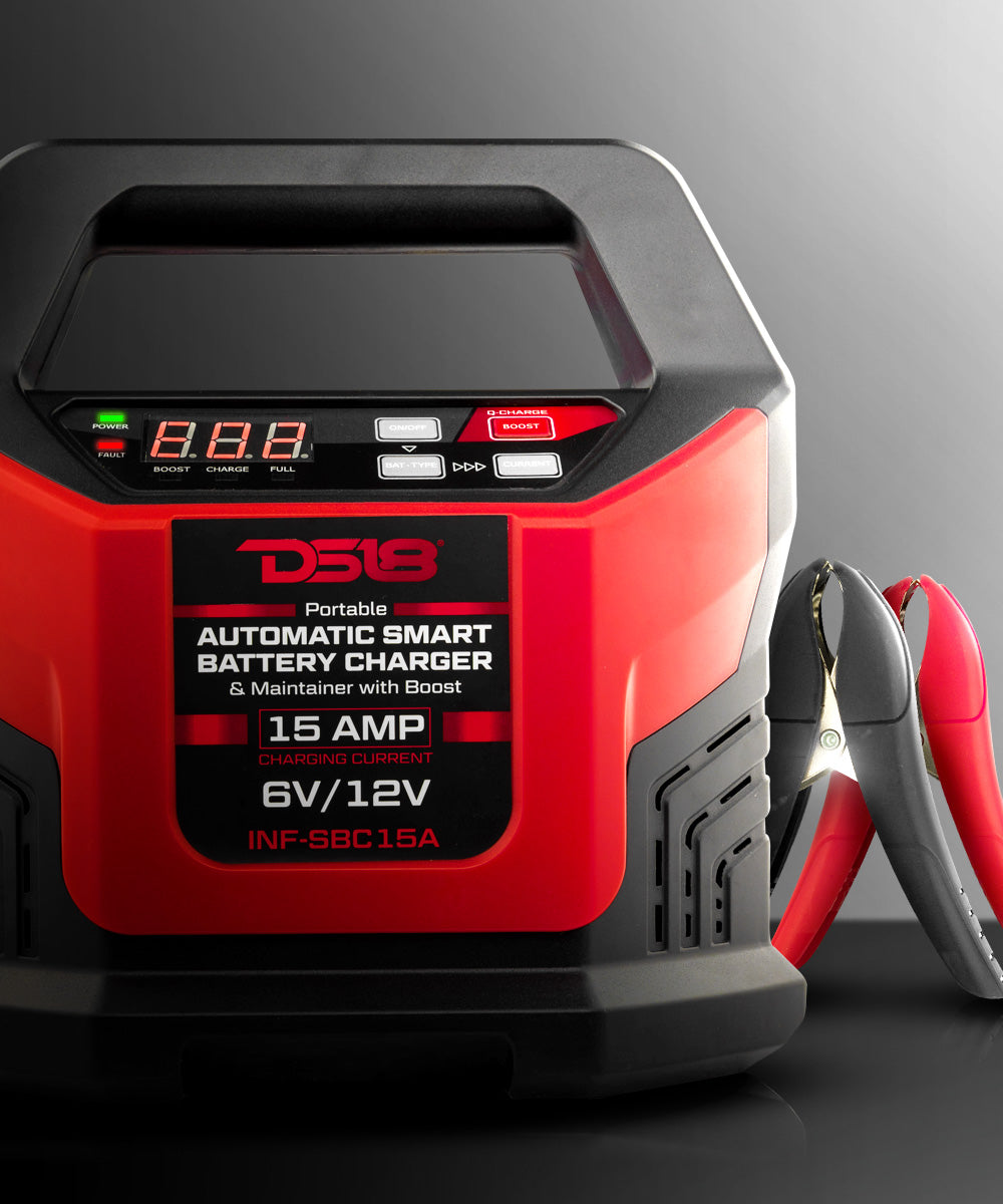 15 AMP Automatic Smart Lithium and AGM Battery Charger, Maintainer and Jump Booster - DS18
