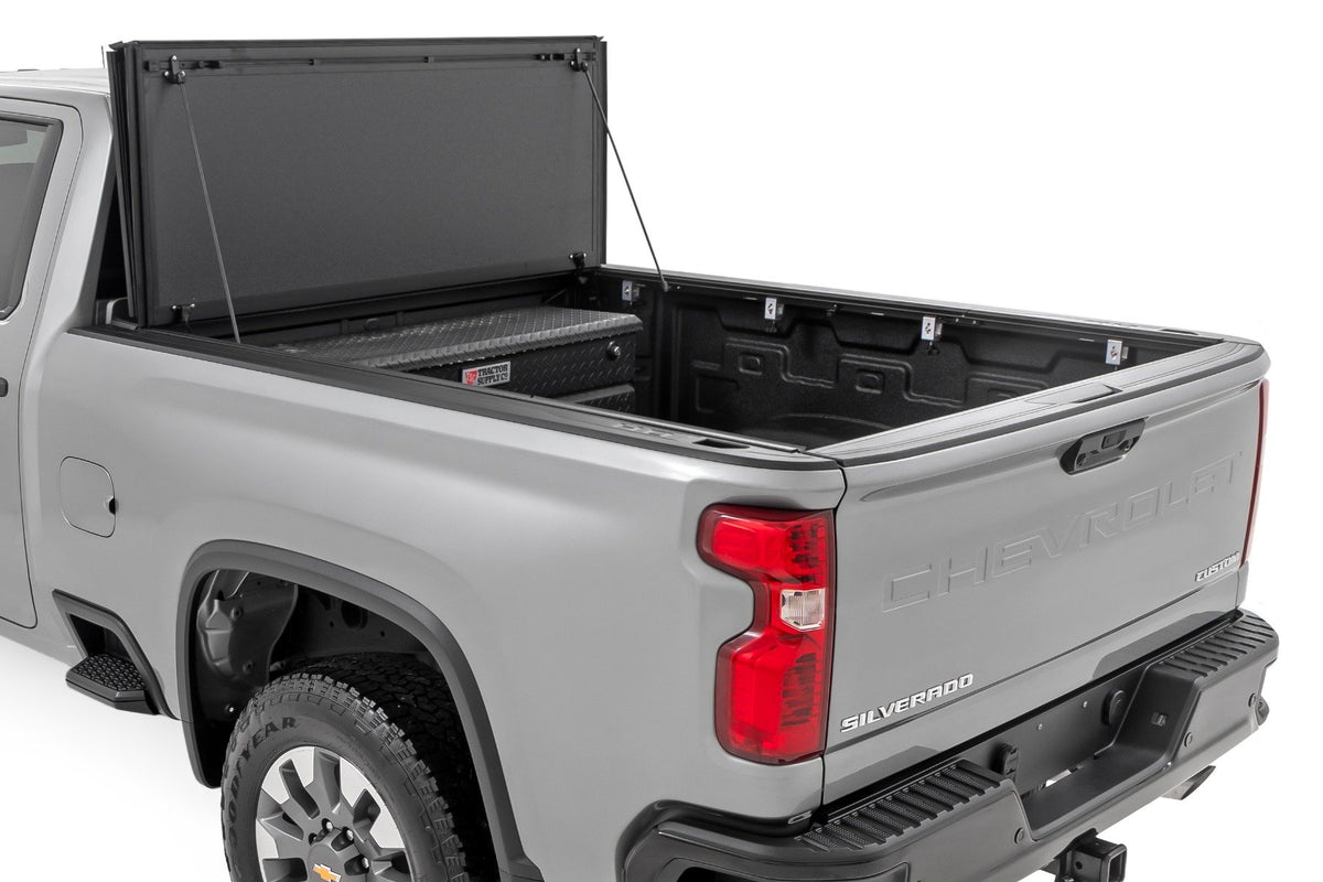 Hard Tri-Fold Flip Up Bed Cover | 6'9" Bed | Chevy/GMC Silverado/Sierra 2500HD/3500HD (20-26)
